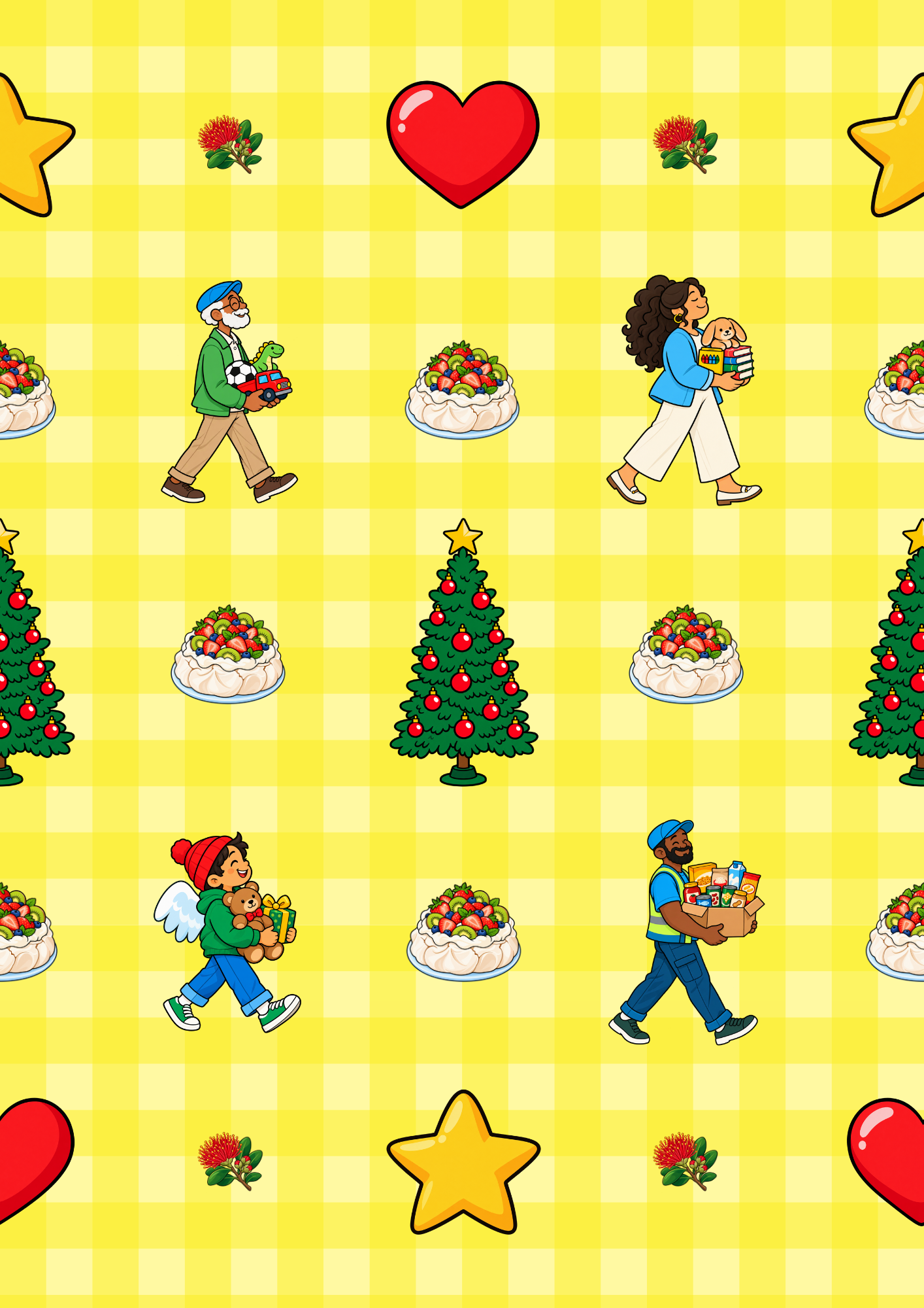 Wrapping paper with heart - yellow