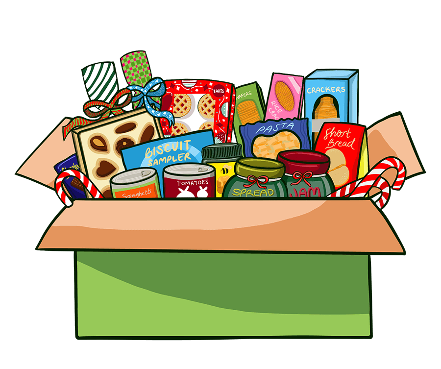 Illustration showing non-perishable food